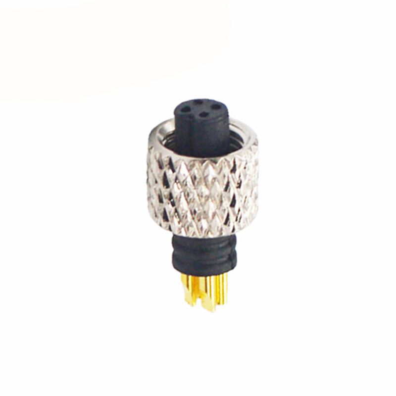 M5 3pins A code female moldable connector,brass with nickel plated screw